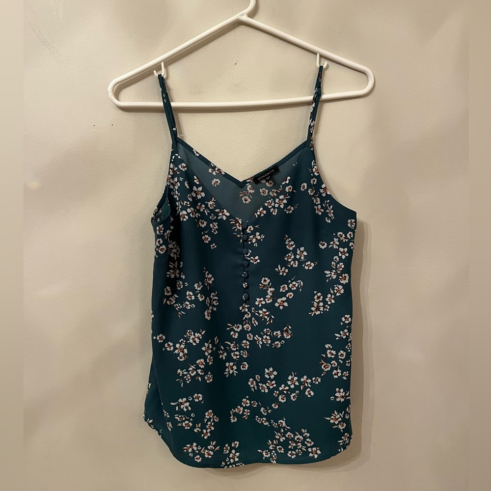 Dynamite Green Floral Cami w/ Buttons